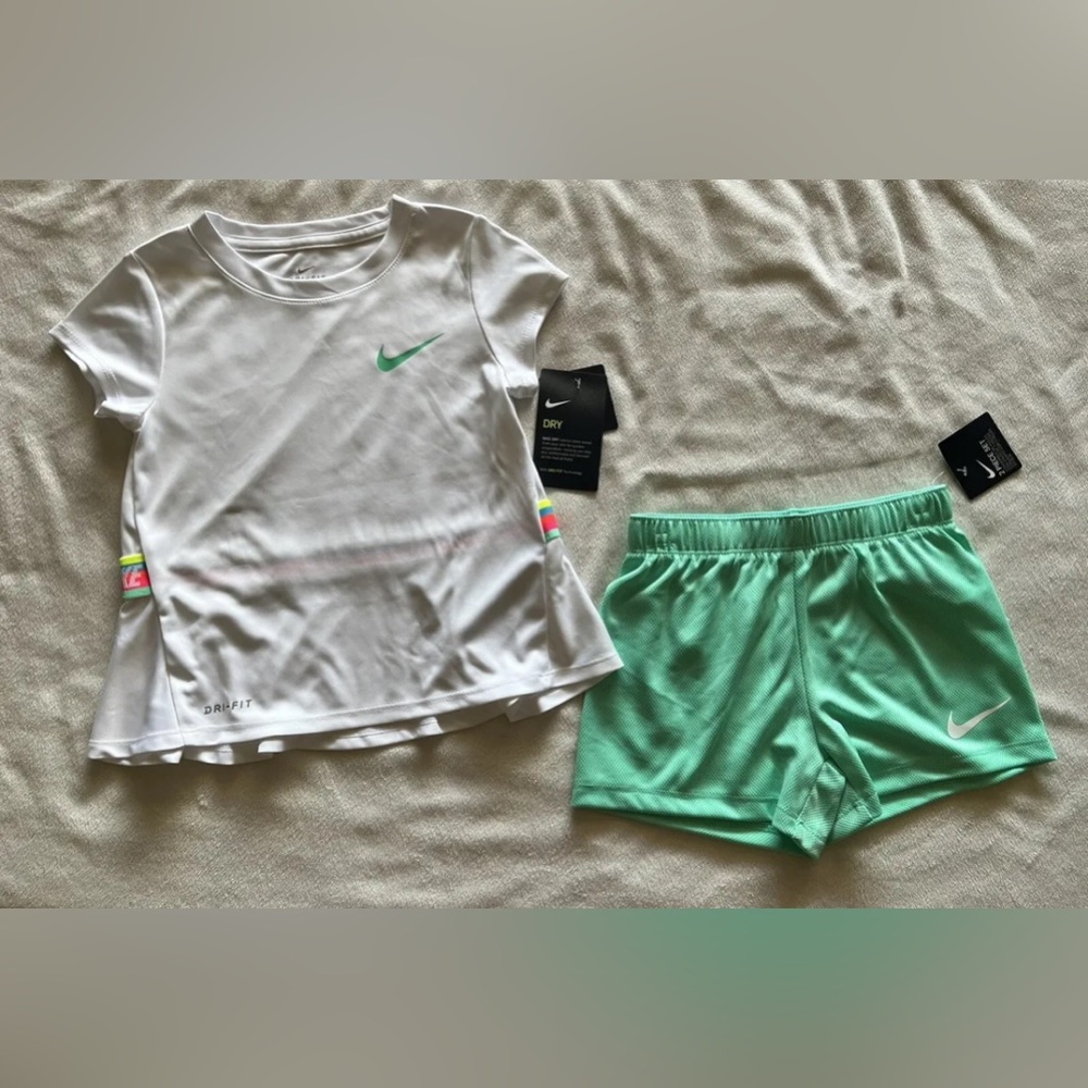 NIKE Sportswear Little Girl's DRI-FIT Shirt and Shorts Outfit, 2-piece set